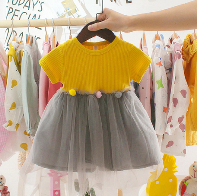 2020 New Fashion Spring Dresses Toddler Kids Baby Girls Patchwork Tulle Casual Clothes Princess Dresses 0-2years Girl Clothes